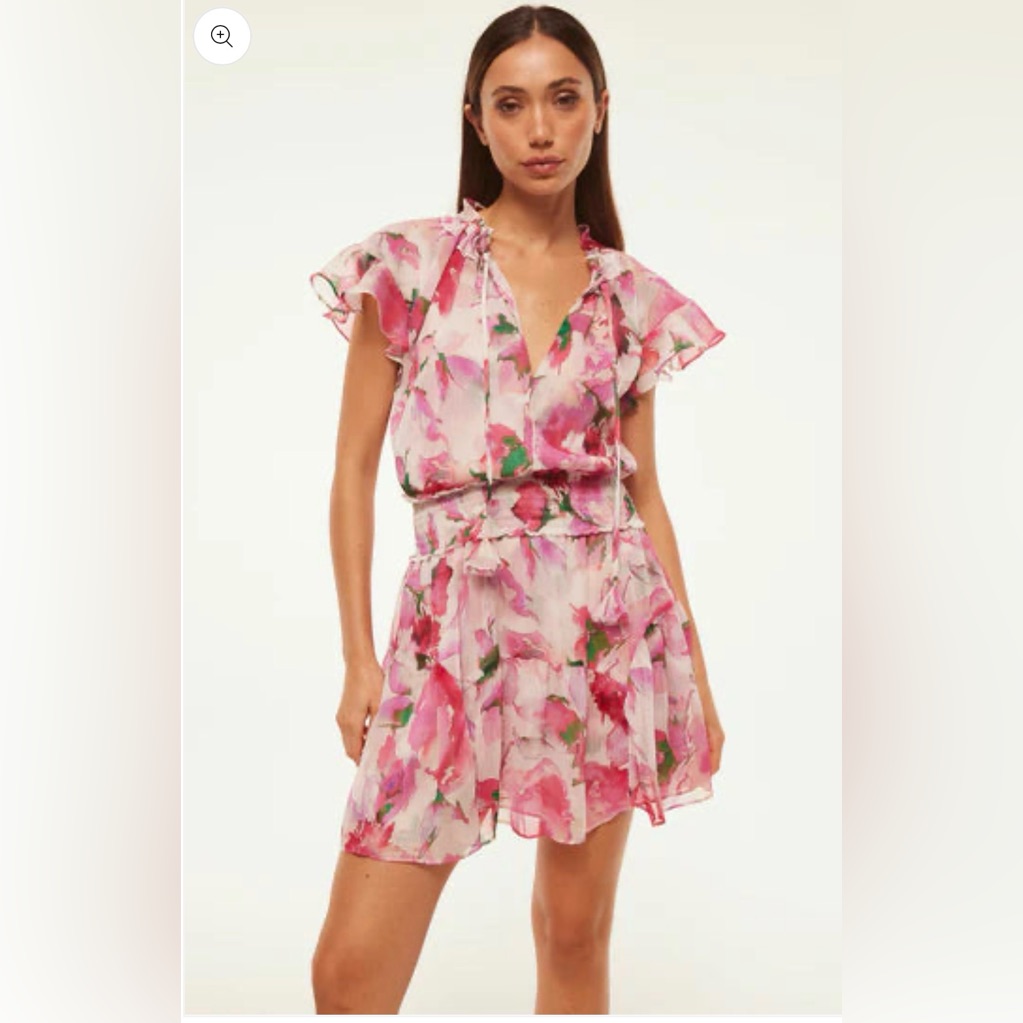 Nwt- Revolve Misa Los Angeles Natalia Chiffon Dress In Garden Fuschia